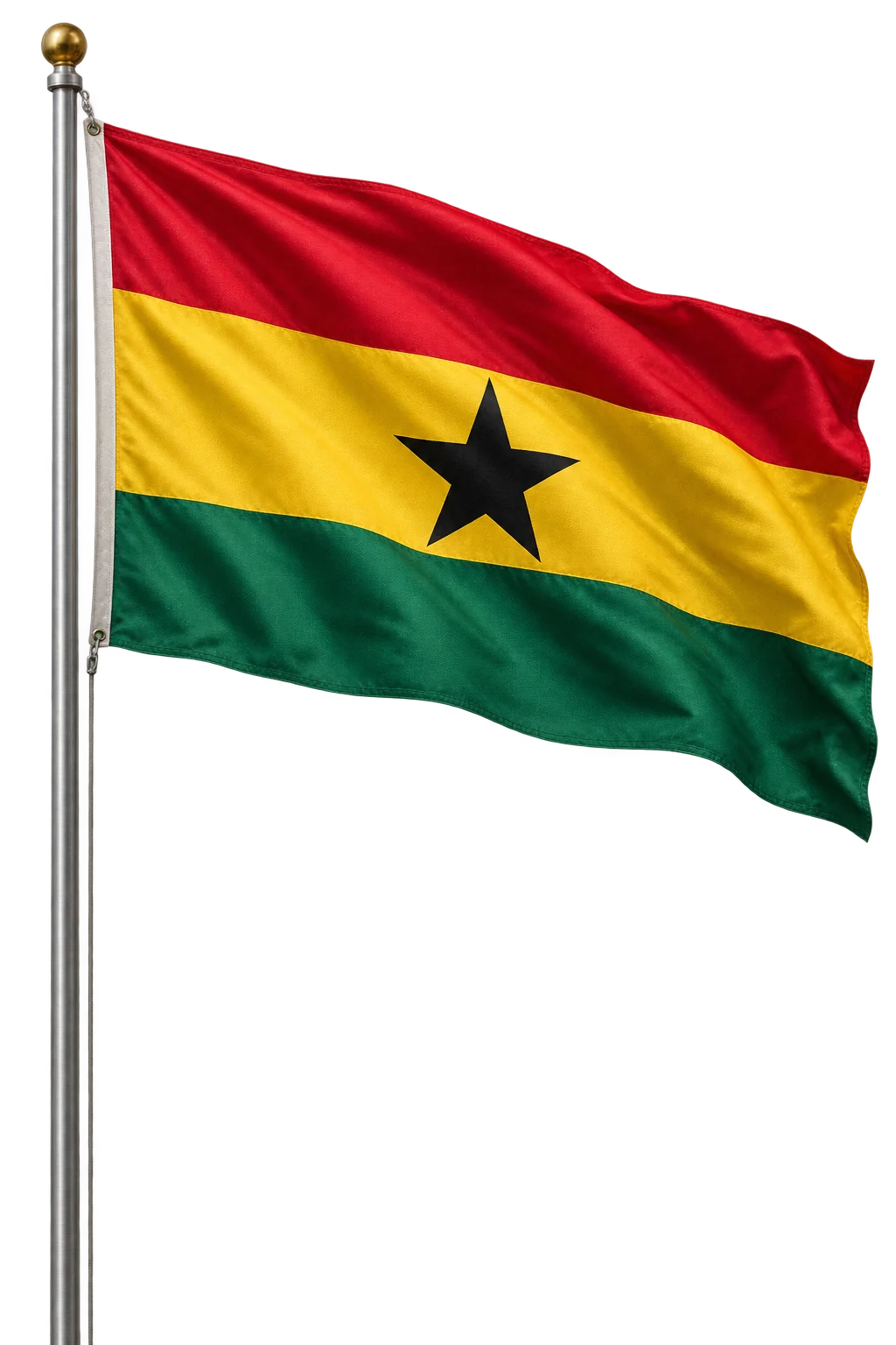 Ghana flag waving on a pole