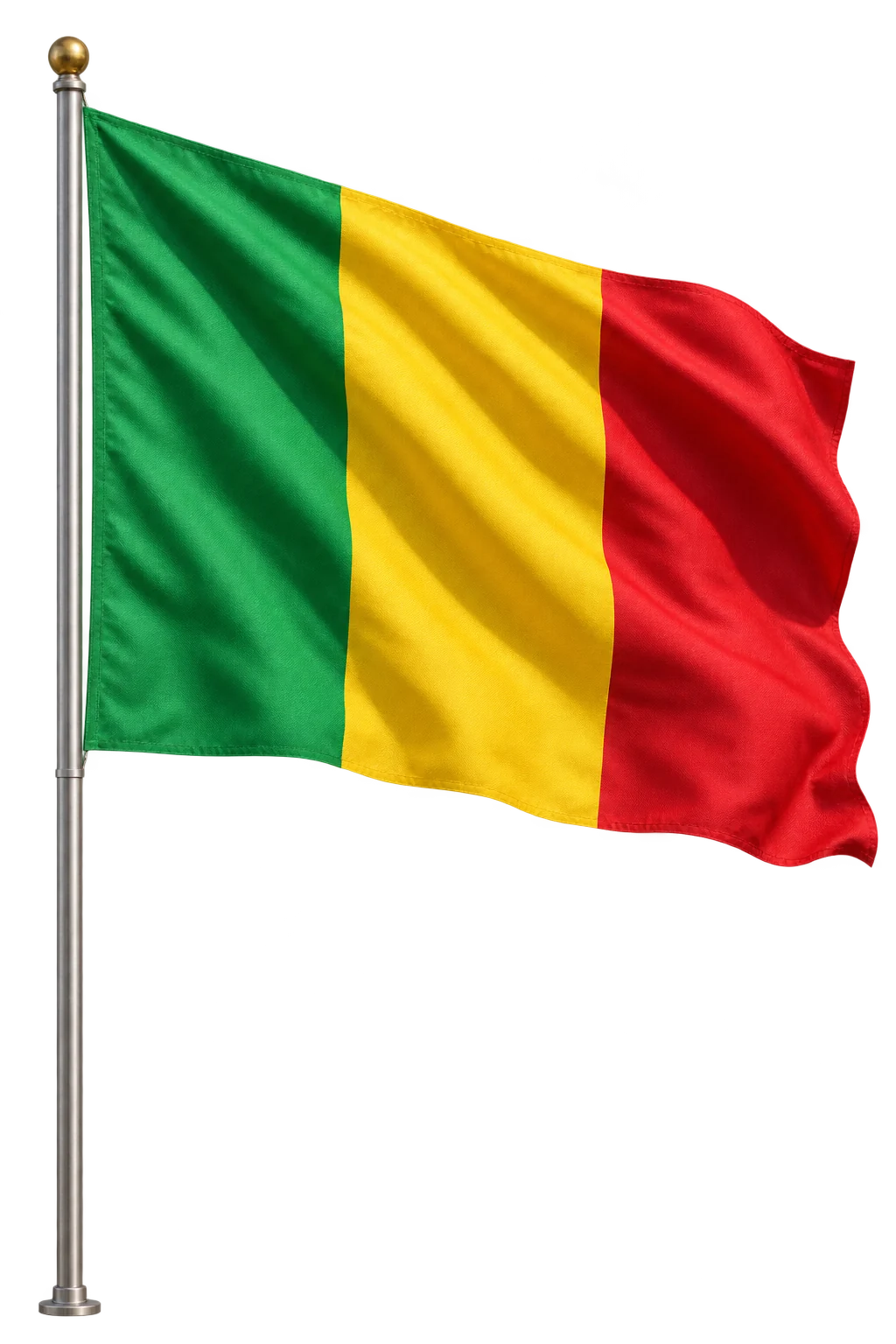 Mali flag waving on a pole