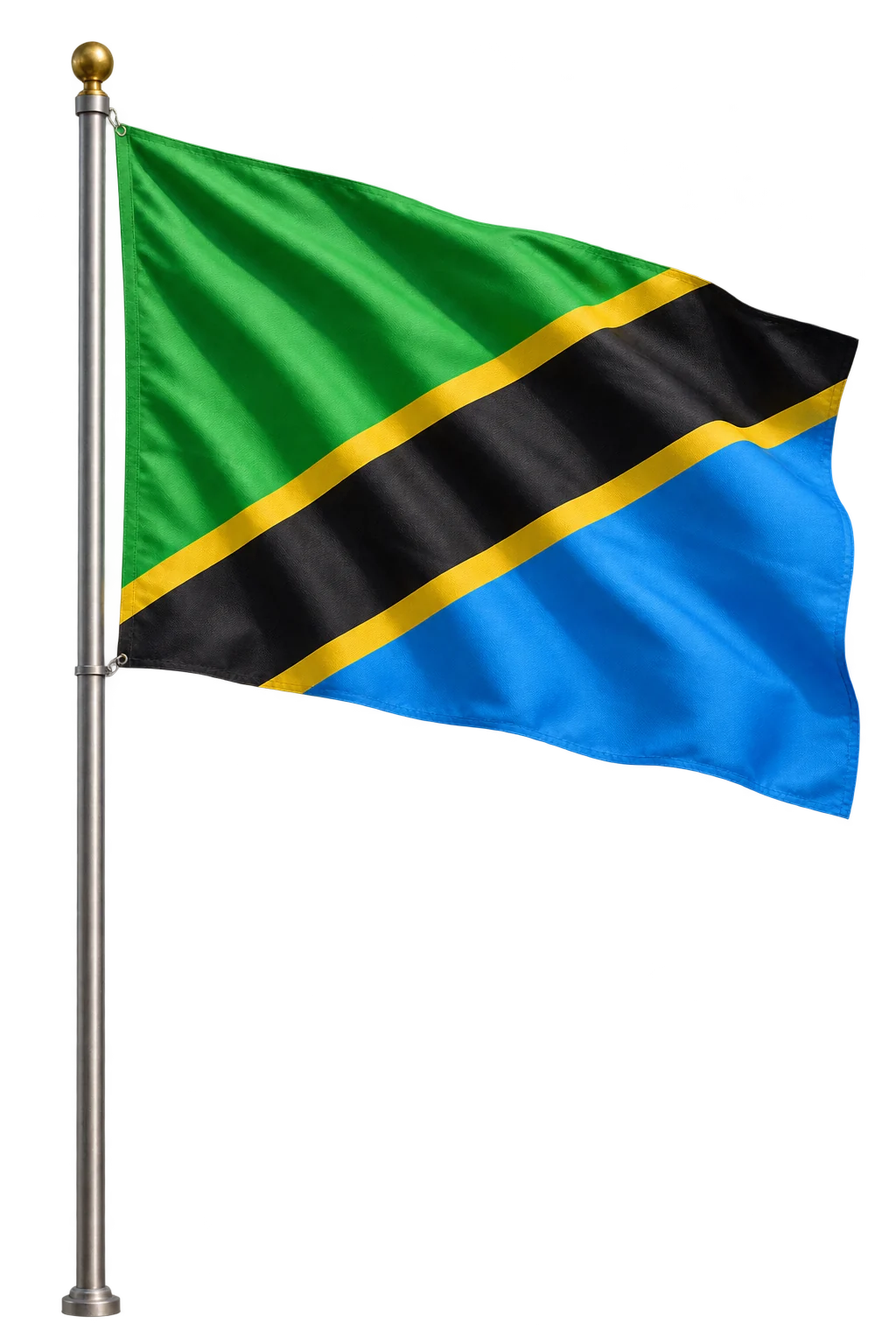 Tanzania flag waving on a pole