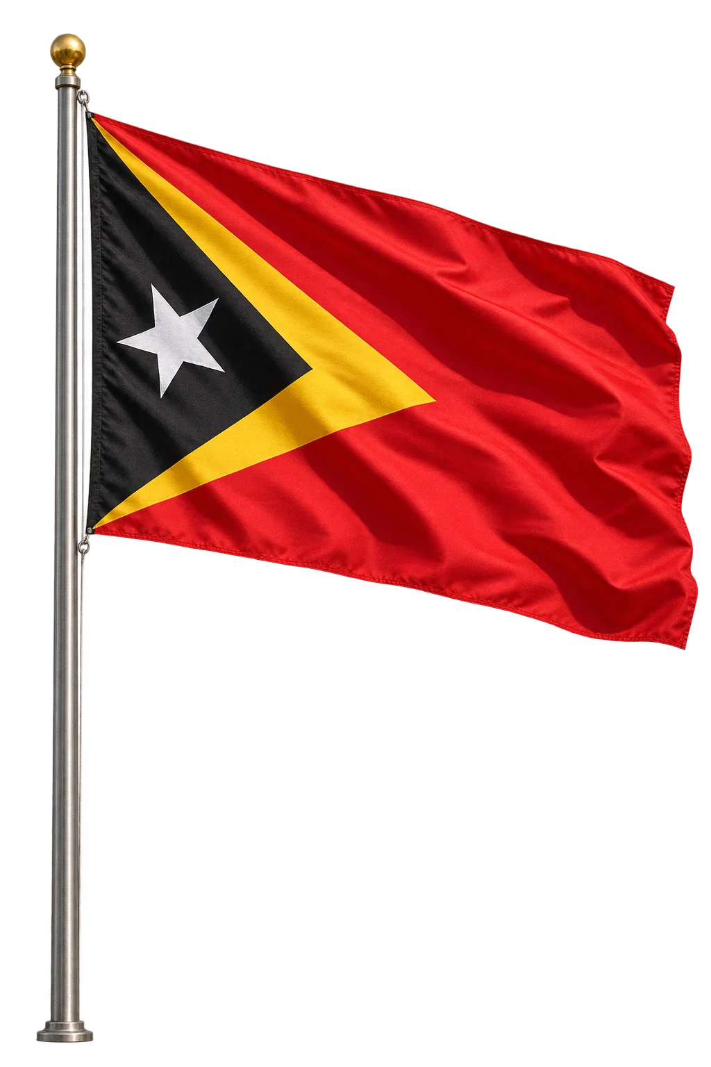 Timor-Leste flag waving on a pole