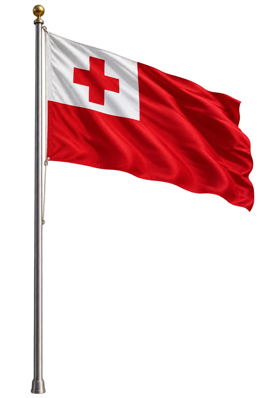 Tonga flag waving on a pole